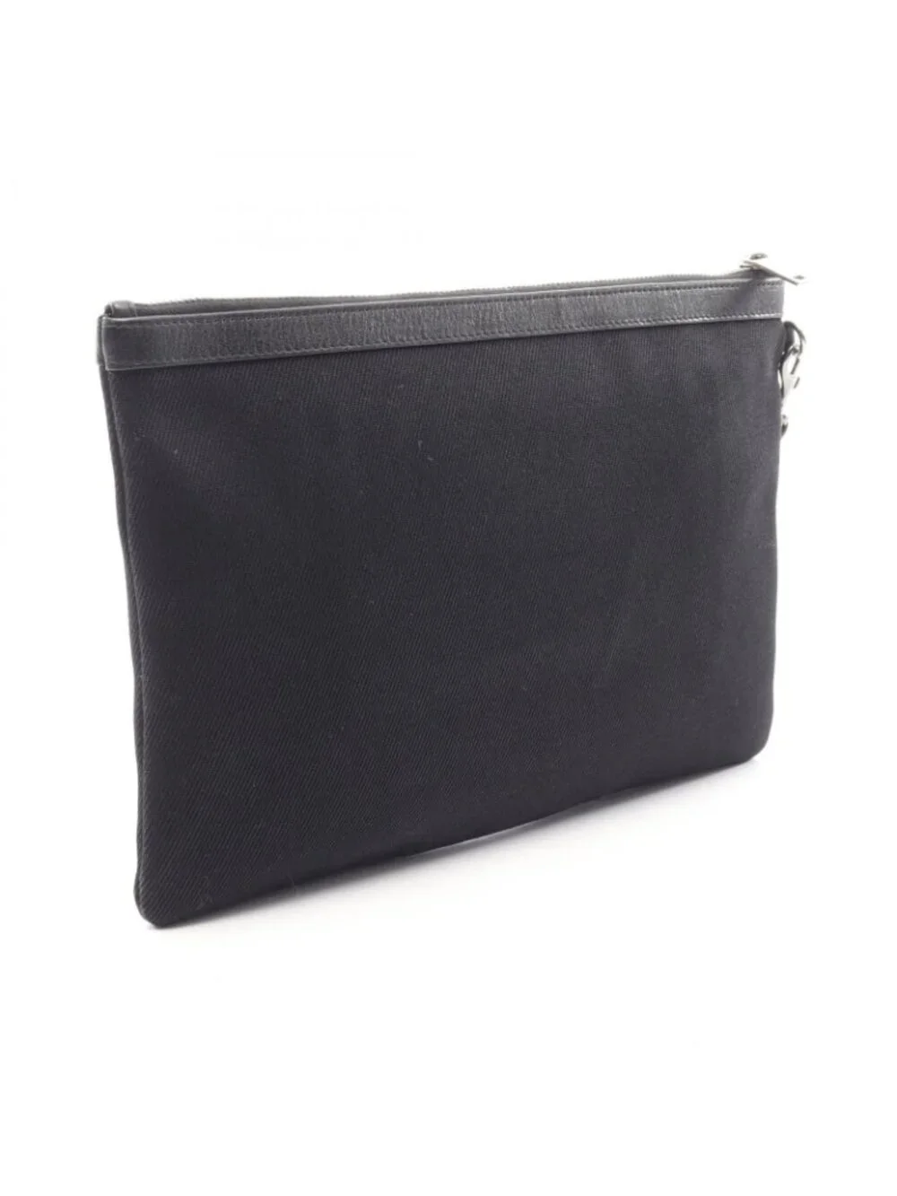 Saint Laurent Paris Clutch Rive Gauche Black White Canvas Leather - Picture 2 of 8